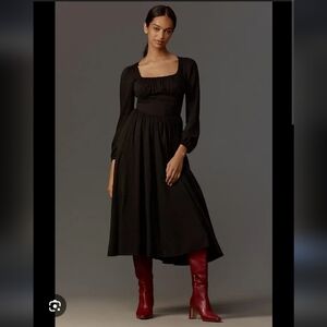 Reformation Oria Black Long Sleeve Dress